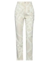 Koché Woman Jeans Beige Size 8 Cotton, Elastane, Polyester, Ovine Leather