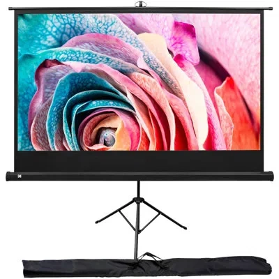 Kodak 100” Projection Screen | Portable Lightweight White 16:9 Projector Screen, Adjustable Tripod Stand &