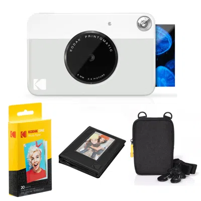 Kodak Printomatic Instant Print Camera & Photo Paper (20 Sheets) Album Bundle In Gray