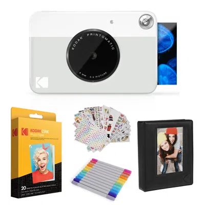 Kodak Printomatic Instant Print Camera & Photo Paper (20 Sheets) Gift Bundle In Gray