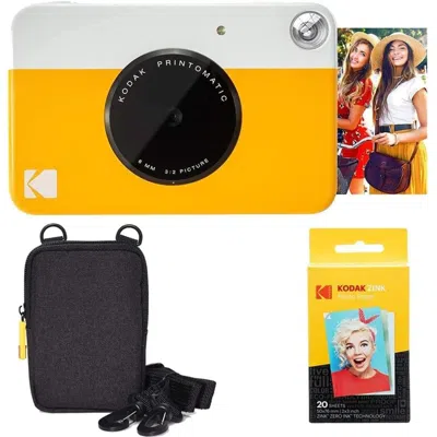 Kodak Printomatic Instant Print Camera & Zink Photo Paper (20 Sheets) Basic Bundle In Yellow