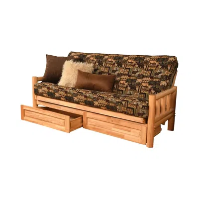 Kodiak Lodge Frame-natural Finish-peter's Cabin Mattress-storage Drawers