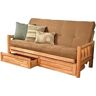 Kodiak Lodge Frame-natural Finish-suede Peat Mattress-storage Drawers