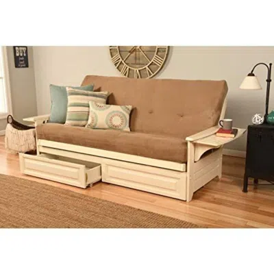 Kodiak Phoenix Frame-antique White Finish-suede Peat Mattress-storage Drawers