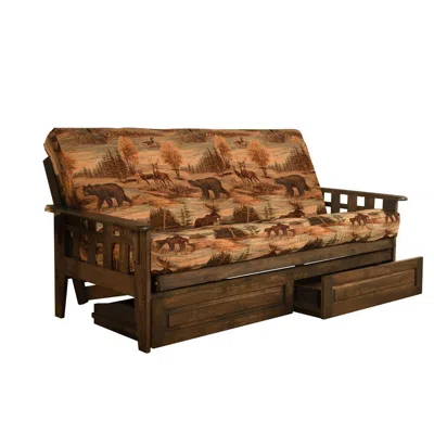 Kodiak Tucson Frame-rustic Walnut Finish-canadian Mattress-storage Drawers