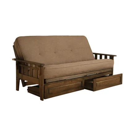 Kodiak Tucson Frame-rustic Walnut Finish-linen Stone Mattress-storage Drawers