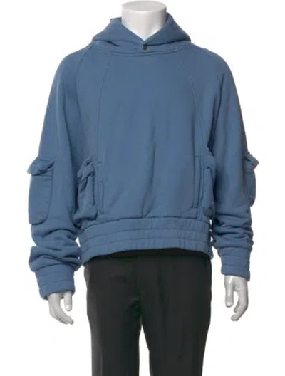 Pre-owned Kody Phillips Mock Neck Long Sleeve Hoodie In Blue