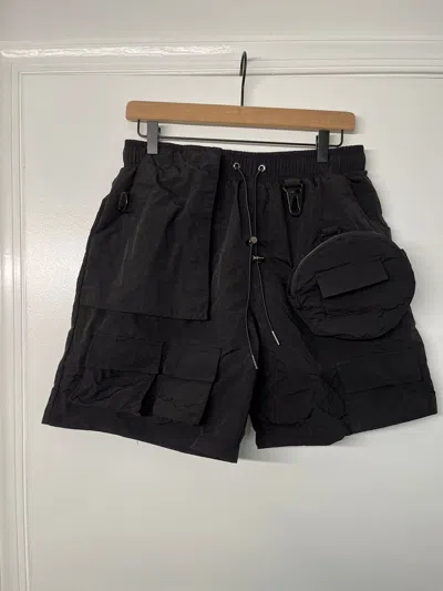 Pre-owned Kody Phillips Nylon Cargo Tactical Multi Pocket Shorts In Black