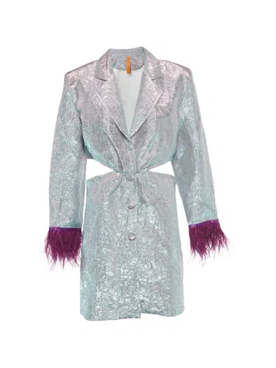 Pre-owned Koh Button-fastening Cut-out Mini Dress In Silver