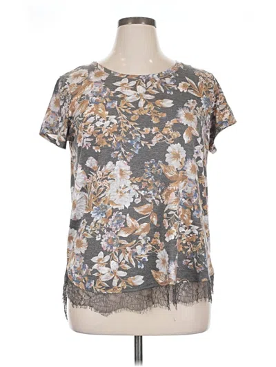 Pre-owned Kohl's Short Sleeve Top Gray Crew Neck Tops