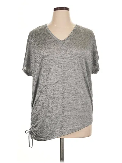 Pre-owned Kohl's Short Sleeve Top Gray V Neck Tops