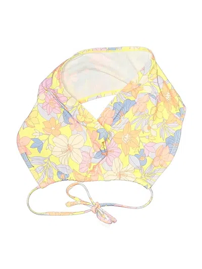 Pre-owned Kohl's Swimsuit Top Yellow Floral Pattern Swimwear
