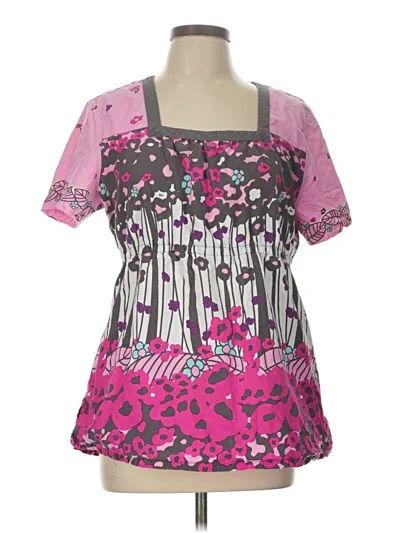 Pre-owned Koi Short Sleeve Blouse In Pink