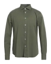 Koike Man Shirt Military Green Size 17 ½ Cotton, Elastane In Green