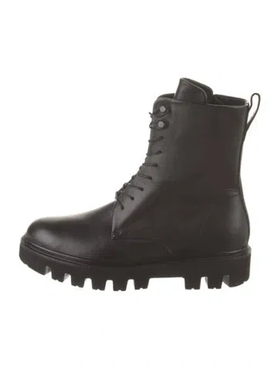 Pre-owned Koio Collective Leather Combat Boots In Black