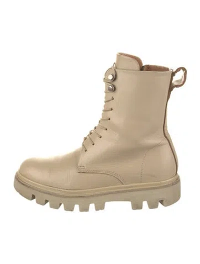 Pre-owned Koio Collective Leather Combat Boots In Neutral