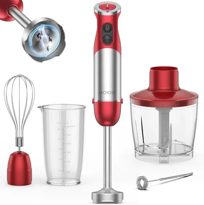 Koios 5-in-1 Hand Immersion Blender, 1000w 12 Speed Handheld Blender, Copper Motor Stainless Steel Blade S In Red