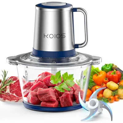 Koios Electric Food Chopper Processor Vegetables Meat Grinder Mixer 2l Glass Clear Bowl In Blue