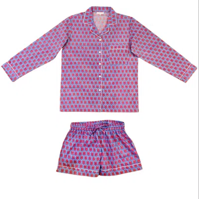 Koisi Women's Blue & Rose Tiyaz Pyjama Set