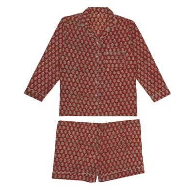 Koisi Women's Red & Gold Tiyaz Pyjama Set