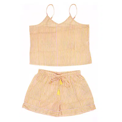 Koisi Women's Yellow / Orange Santara Short Pyjama Set In Yellow/orange