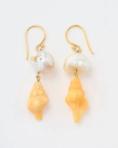 Kojima Company Women's Horse Conch Earrings In 14k Yellow Gold In Multi
