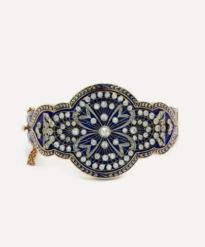 Kojis 14ct Gold Antique Enamel And Diamond Bangle Bracelet