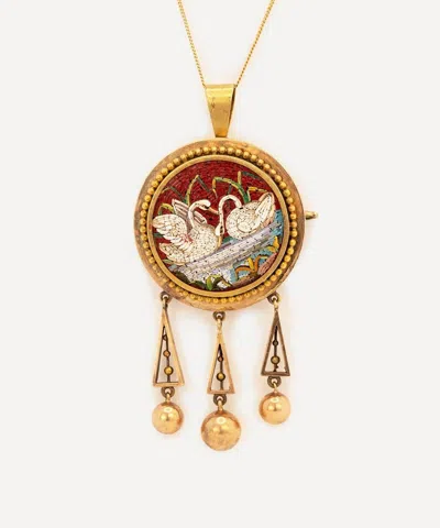 Kojis 14ct Gold Antique Micro Mosaic Swan Brooch