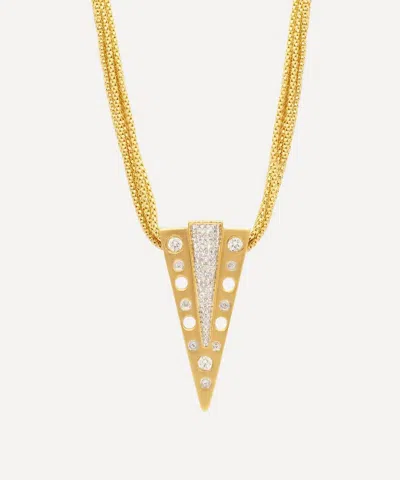 Kojis 14ct Gold Mid-century Abstract Diamond Pendant Necklace