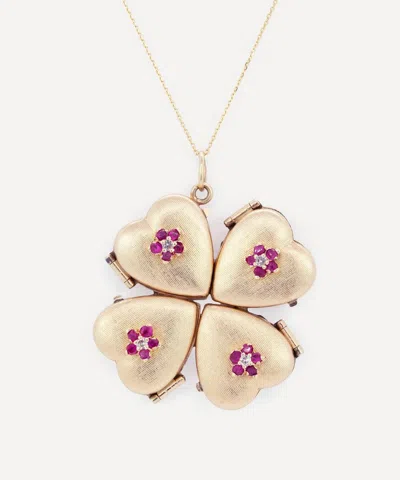 Kojis 14ct Gold Vintage Four Leaf Clover Locket