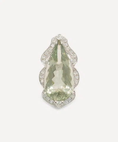 Kojis 14ct White Gold Prasiolite And Diamond Ring