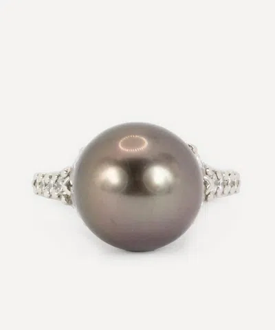 Kojis 14ct White Gold Tahitian Pearl And Diamond Ring