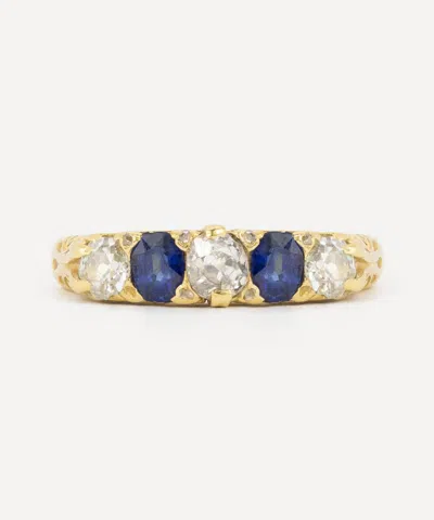 Kojis 18ct Gold Antique Sapphire And Diamond Carved Head Ring