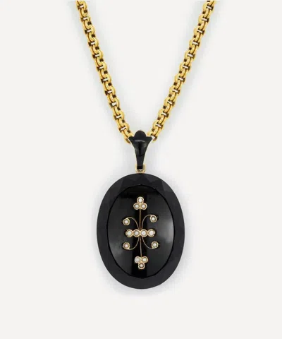 Kojis 18ct Gold Antique Victorian Mourning Locket Necklace