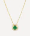 Kojis 18ct Gold Emerald And Diamond Cluster Pendant Necklace