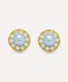 Kojis 18ct Gold Grey Pearl And Diamond Cluster Stud Earrings