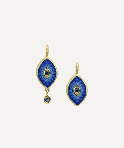 Kojis 18ct Gold Micro Mosaic Evil Eye Drop Earrings In Blue
