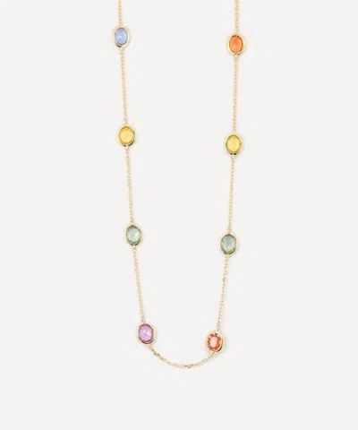 Kojis 18ct Gold Rainbow Sapphire Station Necklace