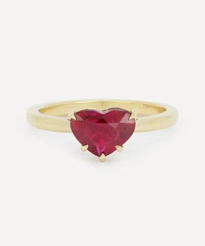 Kojis 18ct Gold Ruby Heart Ring In Red