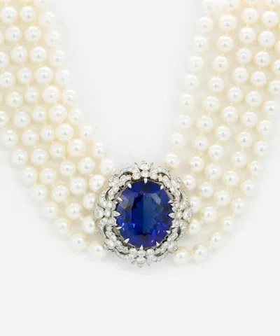 Kojis 18ct Gold Tanzanite And Pearl Necklace In Pattern