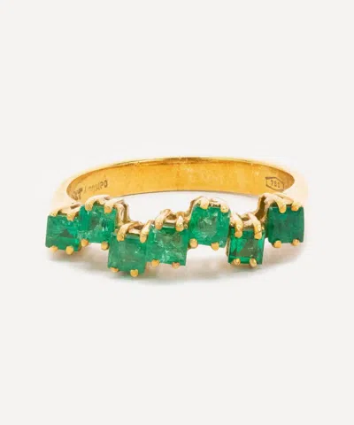 Kojis 18ct Gold Vintage Geometric Emerald Band Ring