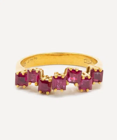 Kojis 18ct Gold Vintage Geometric Ruby Band Ring