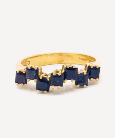Kojis 18ct Gold Vintage Geometric Sapphire Band Ring