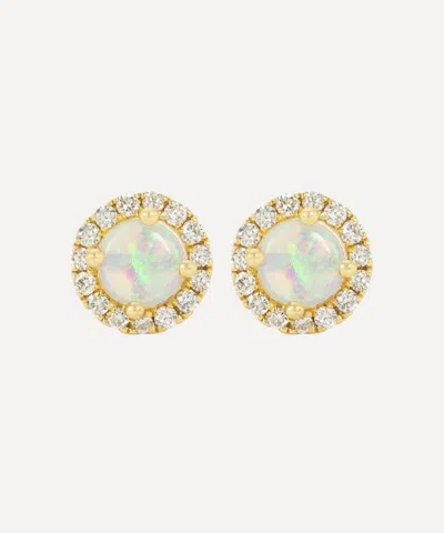 Kojis 18ct Opal And Diamond Halo Cluster Stud Earrings