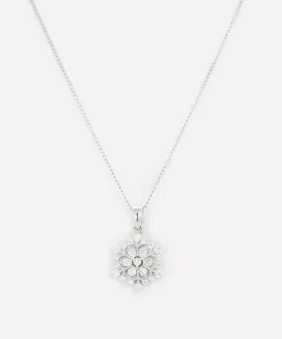 Kojis 18ct White Gold Diamond Snowflake Pendant Necklace In Silver
