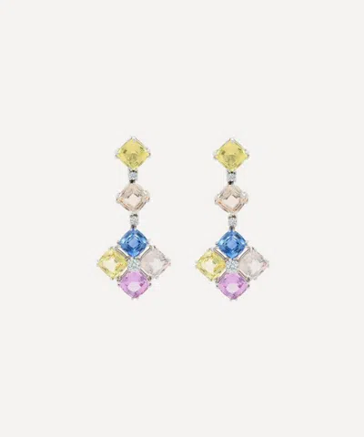 Kojis 18ct White Gold Multicoloured Sapphire Drop Earrings