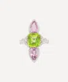 Kojis 18ct White Gold Peridot Pink Spinel And Diamond Ring