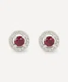 Kojis 18ct White Gold Ruby And Diamond Cluster Stud Earrings
