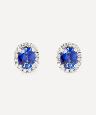 Kojis 18ct White Gold Sapphire And Diamond Stud Earrings