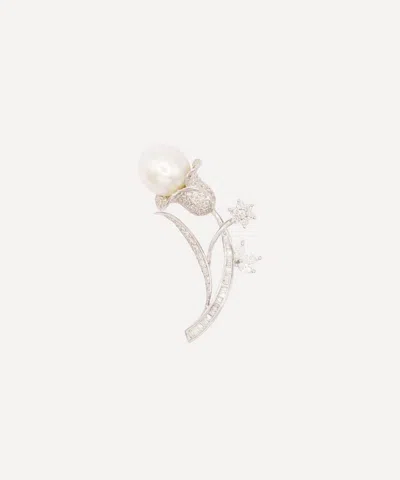 Kojis 18ct White Gold South Sea Pearl And Diamond Flower Brooch